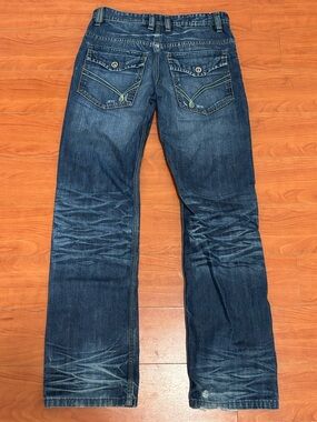 Mido Men's Indigo Straight Jeans with Contrast Stitching